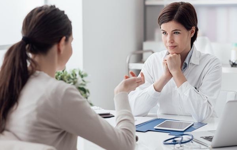 Woman seeking consultation