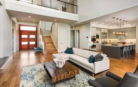 Modern home interior with hardwood floors.